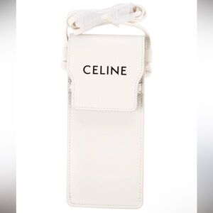 Celine Leather White Phone Holder & Sunglasses Case Crossbody